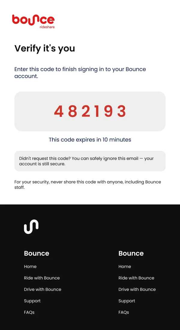 Bounce email: verify it's you