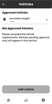 Old Bounce driver app screen: vehicle details