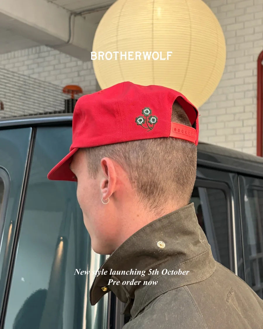 Brotherwolf red cap, back view, new style launching 5th October, pre order now